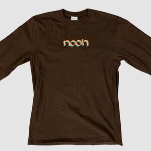Noah NYC Rainbow Logo Long Sleeve T Shirt Brown Cotton Size M